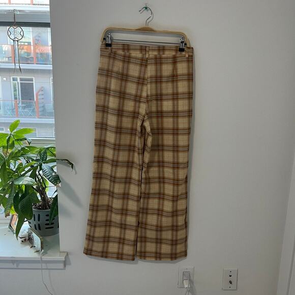 NEW Cider Yellow & Brown Plaid Print Straight Leg Pants Size Large - Picture 6 of 6